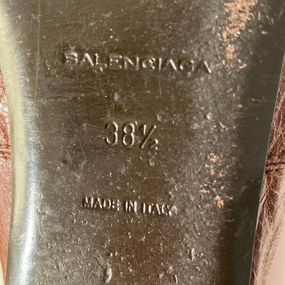 BALENCIAGA Brown Leather Studded Ballet Flats - Picture 6 of 6